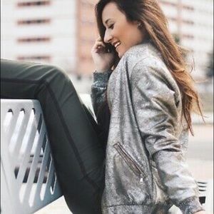 Zara metallic bomber jacket